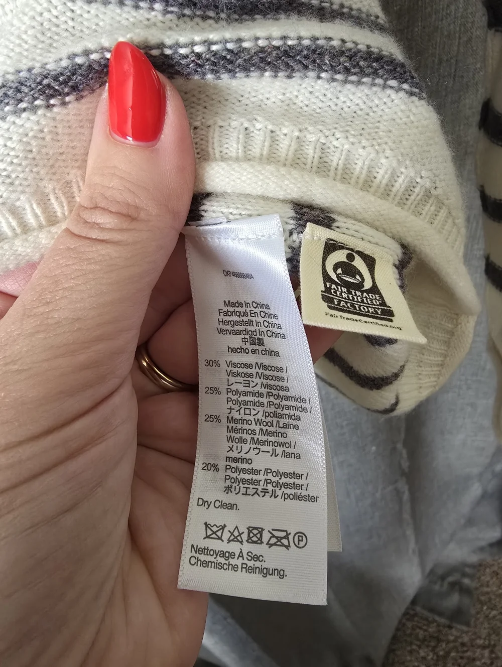 Madewell Stripe-Play Mockneck Pullover Sweater NI116 XXS Ivory Grey Merino Wool - Picture 8 of 8